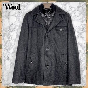 ⭐️ I Jeans By Buffalo Men’s Gray WOOL Double Layer Peacoat Size Medium